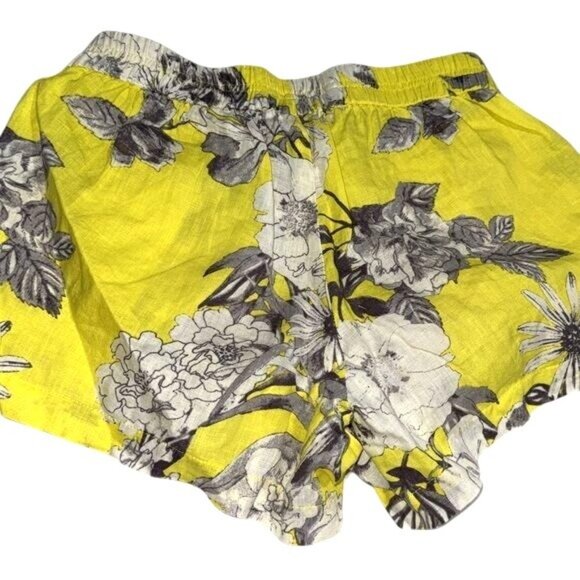 Kut From The Kloth Floral Yellow & Gray Linen-Blend Womens Shorts Size 2 - Picture 5 of 7